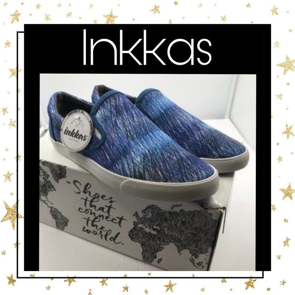 New!  Inkkas "Ballpoint" Blue Slip on Loafers 9